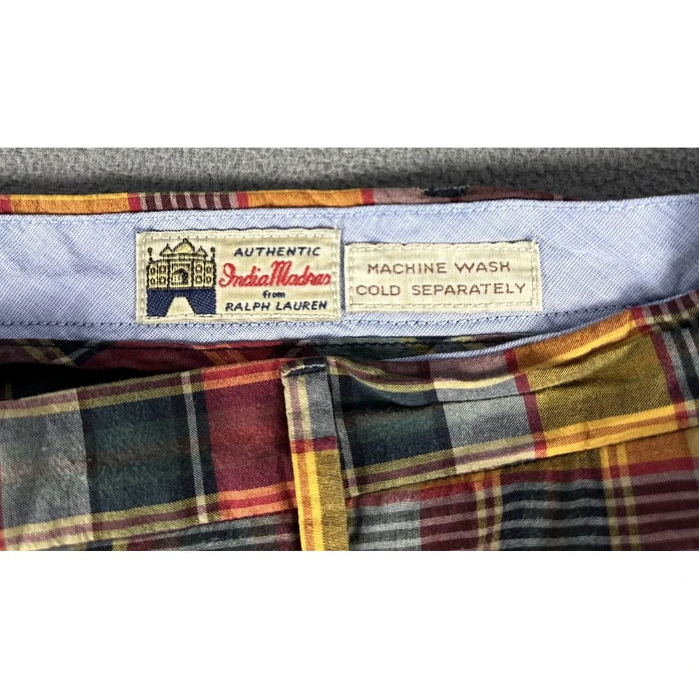 Polo Ralph Lauren Shorts Mens 34 Red Yellow Authentic Indian Madras Plaid NWOT